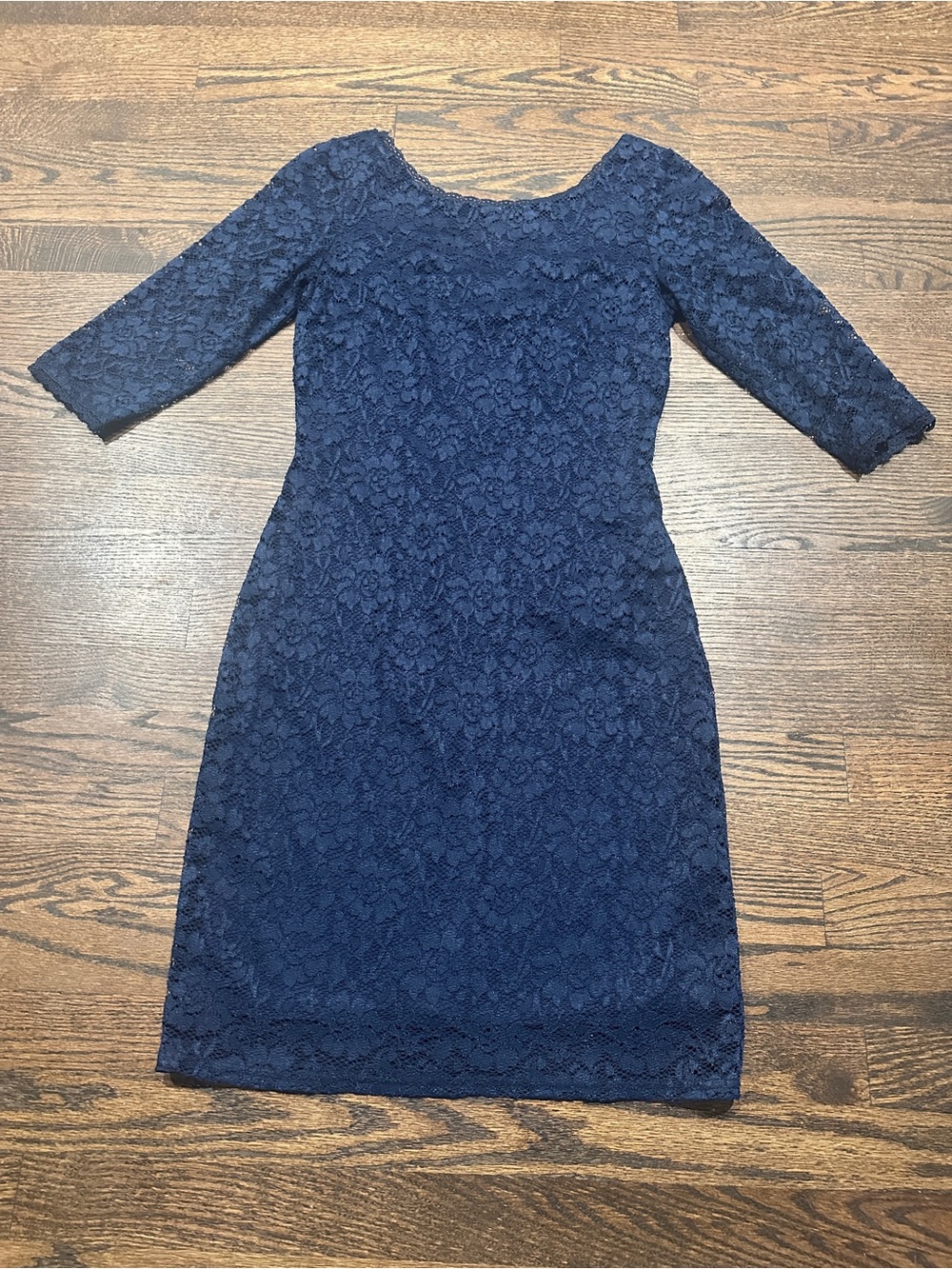 Laundry By Shelli Segal Navy Floral Lace Dress